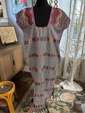 Pippa holt kaftan no. 98 single panel midi black white stripe OSFM colors